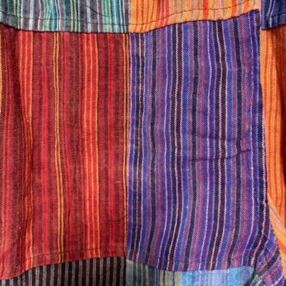 WOMEN 100% COTTON PATCHWORK DRAWSTRING POCKET SHORTS. SZ. M - Picture 2 of 3